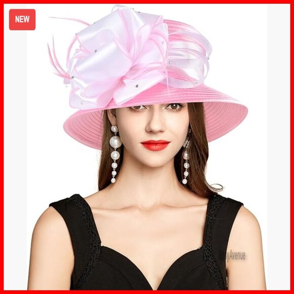 Wide Brim Bucket Hat with Fascinator, Elastic Band, UV Protection main image 6